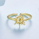 925 Sterling Silver Gold Plated Sun Ring