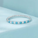 925 Sterling Silver White Gold Plated Turquoise Ring Size 6.0 for Women