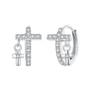 925 Sterling Silver Earrings with Pavé Setting CZ in White Gold, Size 13*8mm for Women