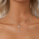 925 Sterling Silver Pendant Necklace with CZ and Transparent Glass for Women