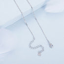 925 Sterling Silver Necklace with Transparent Glass and Pavé Setting CZ - Length 450mm