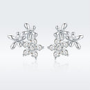 925 Sterling Silver Earrings with CZ in Pavé Setting, 0.6*0.7cm for Women