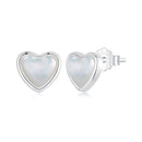 925 Sterling Silver White Shell Plated White Gold Earrings Size 7*8mm