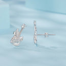 925 Sterling Silver Earrings for Women with White Gold Plating, Size 1.5x0.6cm