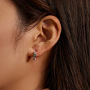 925 Sterling Silver Earrings with CZ in Pavé Setting - 1.3x0.4cm for Women