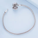 925 Sterling Silver Bracelet with Pavé Setting CZ, 17cm for Women
