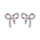925 Sterling Silver White Gold Plated Pavé Setting CZ Earrings 1.0cm for Women