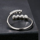 925 Sterling Silver Moissanite & Freshwater Pearl Ring, White Gold Plated, Size E for Women