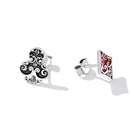 925 Sterling Silver Oxidized Enamel Plum Blossom Earrings for Women - 1.2 x 1.0 cm