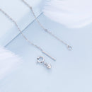 925 Sterling Silver Adjustable Moonstone Necklace with CZ Accents for Women