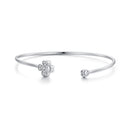 925 Sterling Silver Bracelet with Pavé Setting CZ, Inner Diameter 550mm, 2.0mm Wide, Unisex