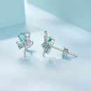 925 Sterling Silver White Gold Plated 1.0x0.7cm CZ Earrings for Women