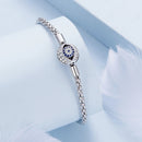 925 Sterling Silver Pavé Setting CZ 17.0 cm Oxidized Silver Bracelet for Women