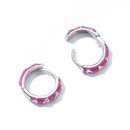 925 Sterling Silver Enamel CZ Earrings for Women, 1.2*0.3cm, Platinum Plated