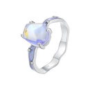 925 Sterling Silver Enamel 10x8mm CZ Ring Size 6 for Women