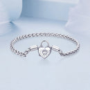 925 Sterling Silver Bracelet with CZ in Pavé Setting, 17.0 Size, Platinum Plated for Women