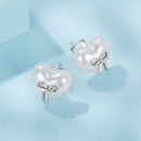 925 Sterling Silver Earrings with Quality Shell Pearl, Size 1*1.2cm for Women
