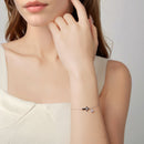 925 Sterling Silver Bracelets with Pavé Setting CZ, Length 15+6cm, White Gold Plated for Women