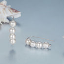 925 Sterling Silver White Gold Plated Earrings with Quality Shell Pearl, 2.1*0.5cm for Women