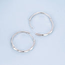 925 Sterling Silver White Gold Plated Hoop Earrings with CZ - 2.0cm