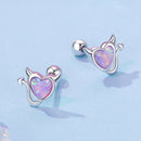 925 Sterling Silver White Gold Plated Opal Earrings 0.7x0.8cm for Women