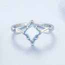 925 Sterling Silver White Gold Plated 1.2x0.9cm Pendant Ring Size 6.0 for Women
