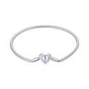 925 Sterling Silver Moonstone Bracelet 17.0 cm with White Gold Plating for Women