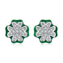 925 Sterling Silver Earrings with Pavé Set CZ & White Gold Plating, 0.75cm for Women