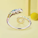 925 Sterling Silver Enamel Process Pavé Setting CZ Ring for Women