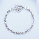 925 Sterling Silver 3.0mm Plated Platinum Bracelet Size 17.0 for Women