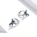 925 Sterling Silver Dragonfly Earrings with CZ and Enamel - 0.9 cm for Women
