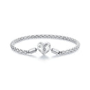 925 Sterling Silver Oxidized Silver Bracelets 17.0 Size with CZ for Women
