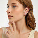 925 Sterling Silver Earrings with Pave Setting CZ and White Gold Plating