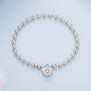 925 Sterling Silver White Gold Plated 17cm Bracelet with CZ Paved Setting for Women