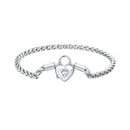 925 Sterling Silver Bracelet with CZ in Pavé Setting, 17.0 Size, Platinum Plated for Women
