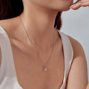 925 Sterling Silver Moissanite Necklace 40+5cm with White Gold Plating for Women