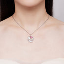 925 Sterling Silver Necklace with Pavé Setting CZ, 25x19mm Pendant, 400mm-450mm Length for Women