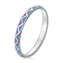 925 Sterling Silver Wide Enamel Ring Size 6.0 for Women