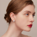 925 Sterling Silver Platinum Plated CZ Pavé Setting Earrings