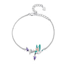 925 Sterling Silver Enamel Plated Platinum Bracelet with CZ, Adjustable Length for Women