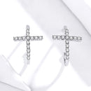 S925 Sterling Silver Earrings with Pavé Set CZ in Platinum Finish