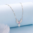 925 Sterling Silver White Gold Plated Synthetic Opal 40+5cm Necklace for Women