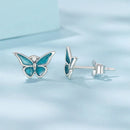 925 Sterling Silver Enamel Oxidized Earrings Size 0.7*1.1cm for Women