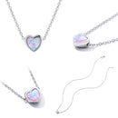 925 Sterling Silver and Platinum Plated Translucent Opal Necklace, 43.5cm Adjustable Chain, for Women