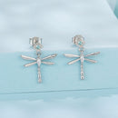 925 Sterling Silver Earrings with Pavé Setting CZ and Transparent Glass