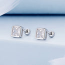925 Sterling Silver 5mm Pavé Setting CZ Earrings for Women