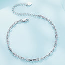 925 Sterling Silver Platinum Plated Bracelet 160+50mm for Women