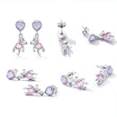 925 Sterling Silver Earrings with Translucent Opal and CZ for Women