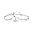925 Sterling Silver Bracelet with Pavé Setting CZ, 170+50mm Length, White Gold Plated for Women