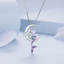 925 Sterling Silver 29x18mm Moonstone Pendant Necklace with Enamel Process